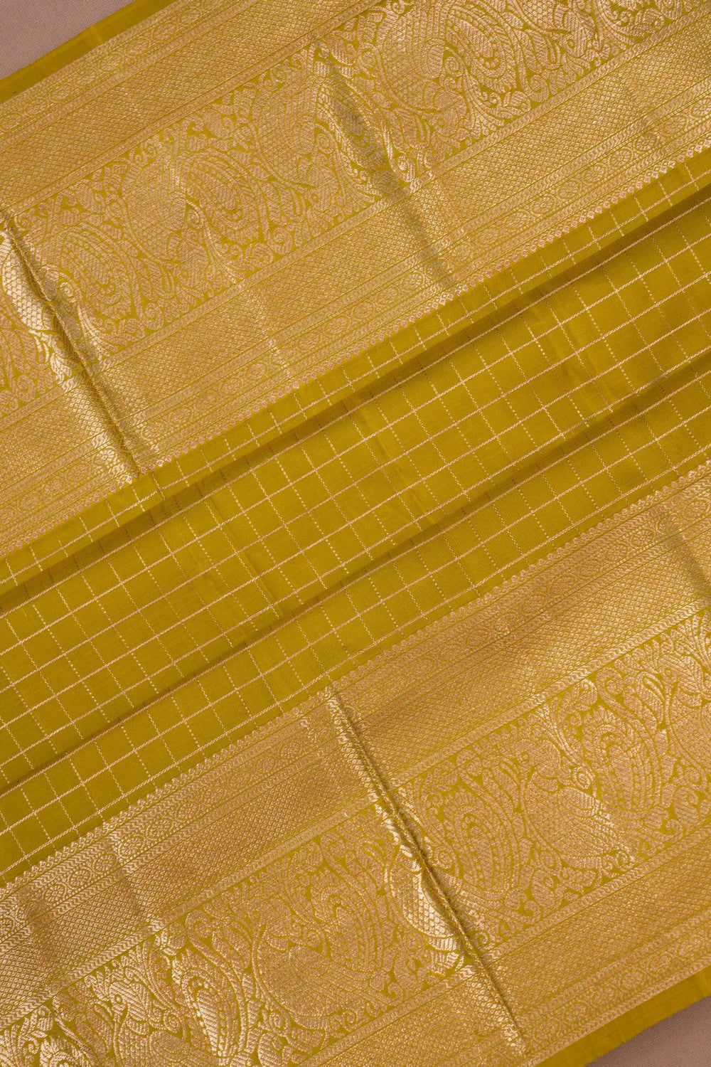 Image of A Zari check pattern Kanchipattu saree