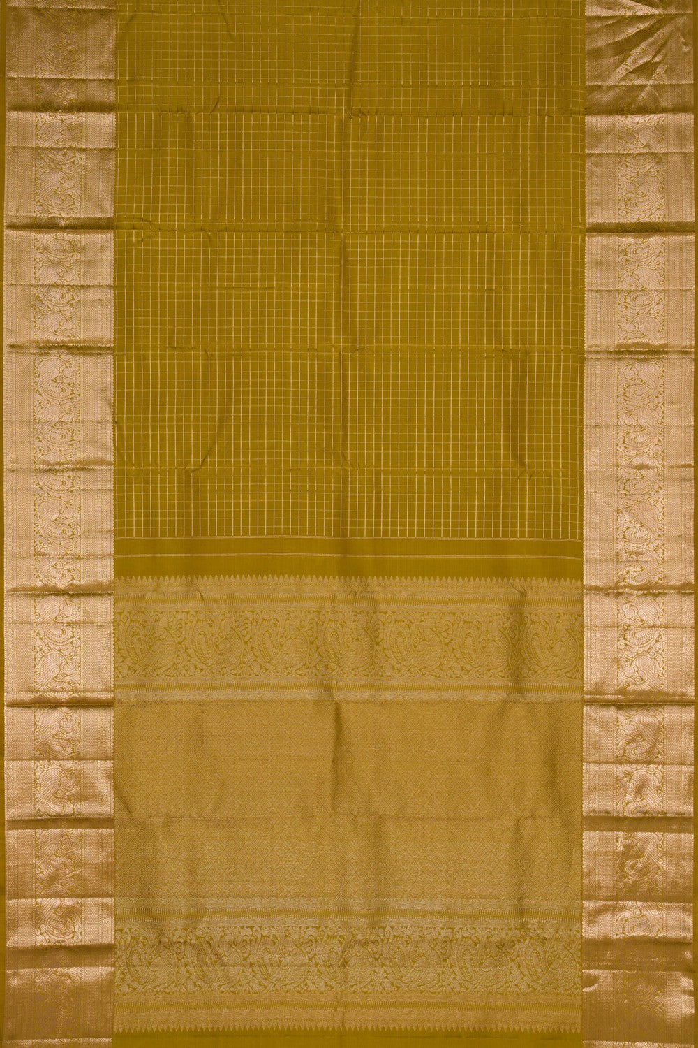 Image of A Zari check pattern Kanchipattu saree