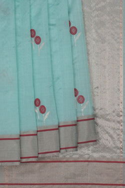 Image of Chanderi Sea Blue Saree
