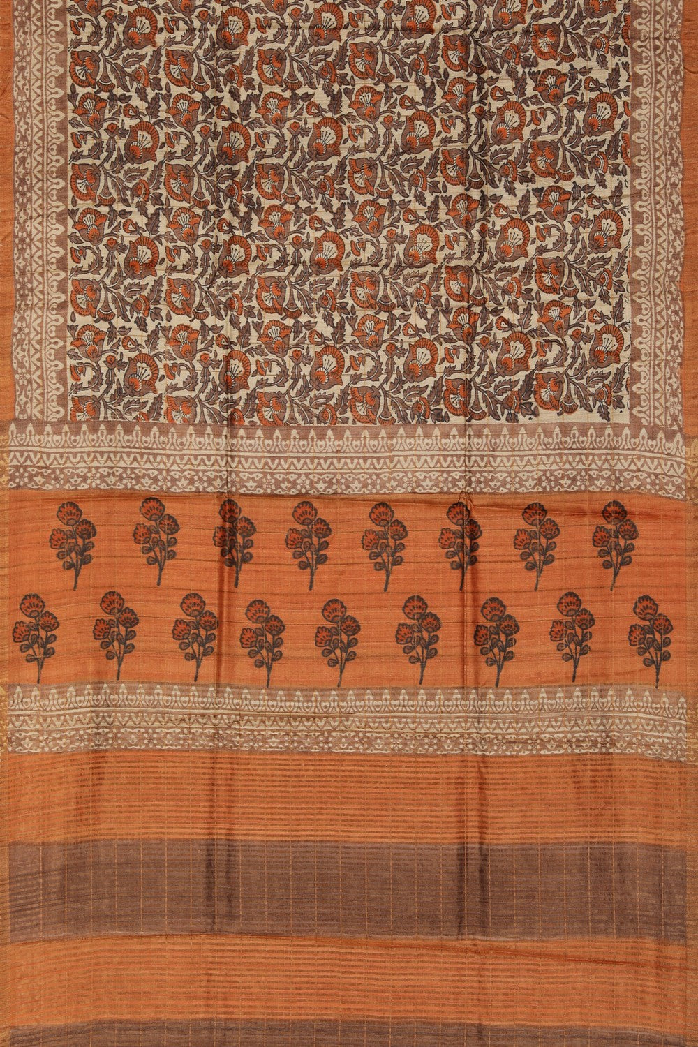 Floral Printed Tussar Saree