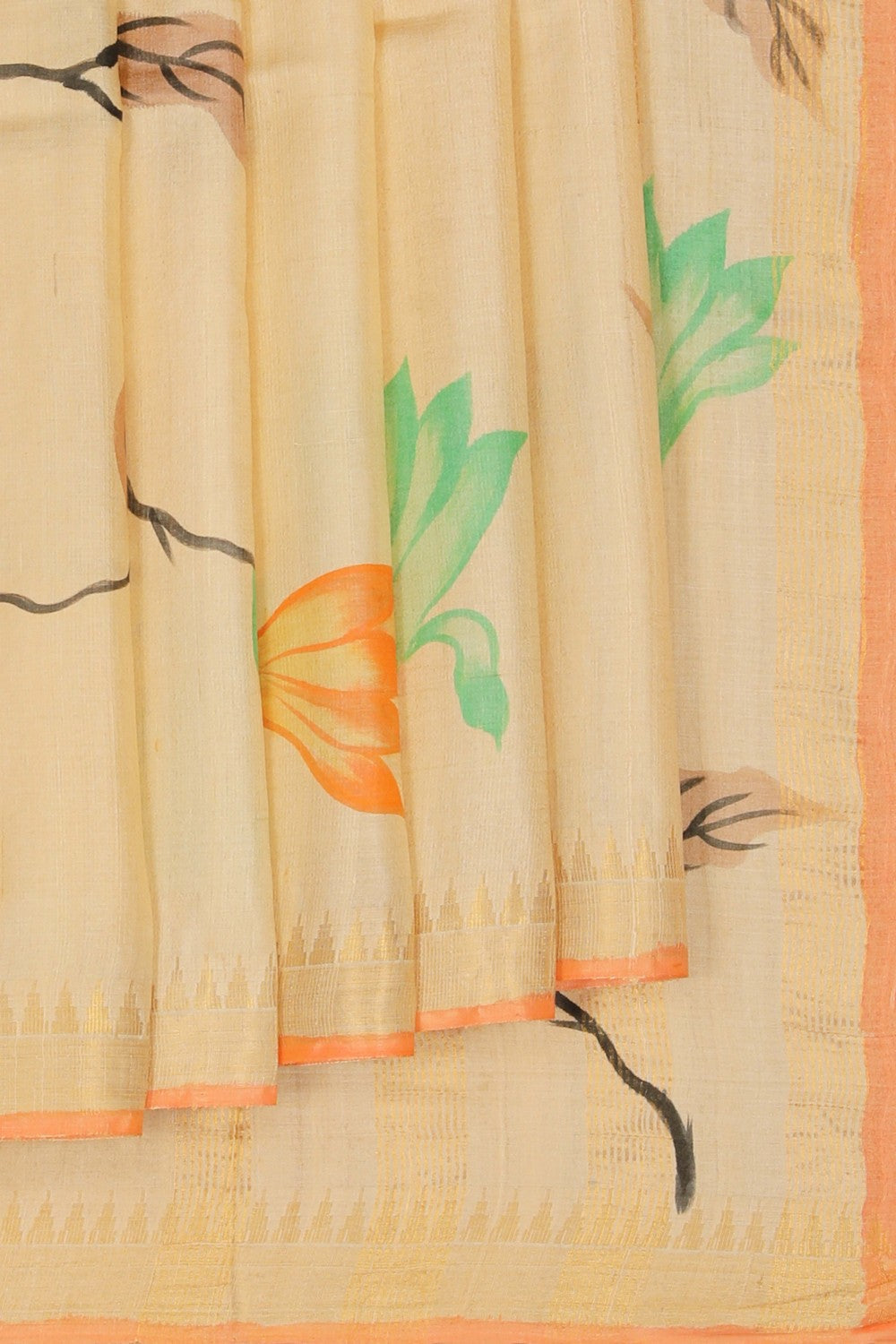 Image of Floral Printed Tussar Saree