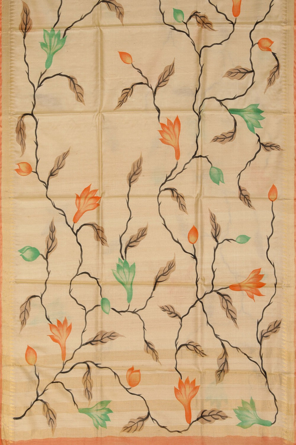 Image of Floral Printed Tussar Saree