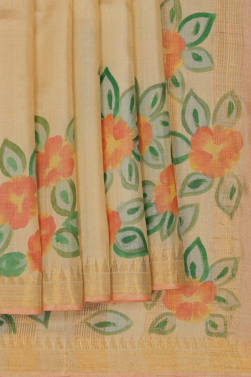 Image of Floral Printed Tussar Saree