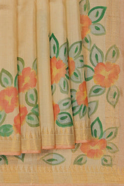 Image of Floral Printed Tussar Saree