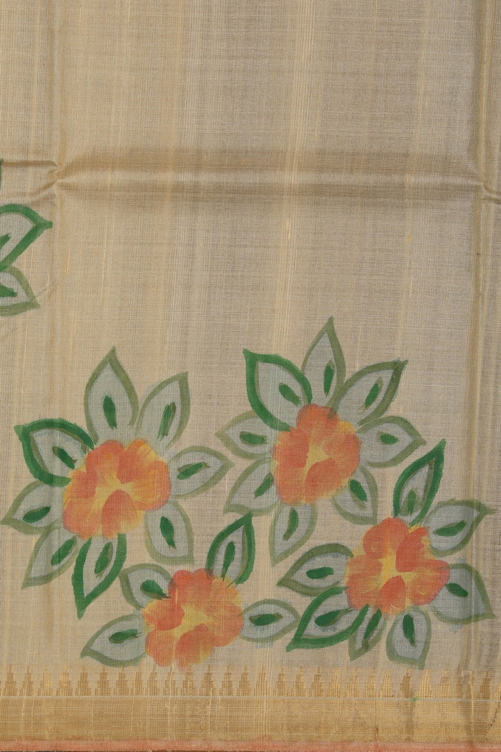 Image of Floral Printed Tussar Saree