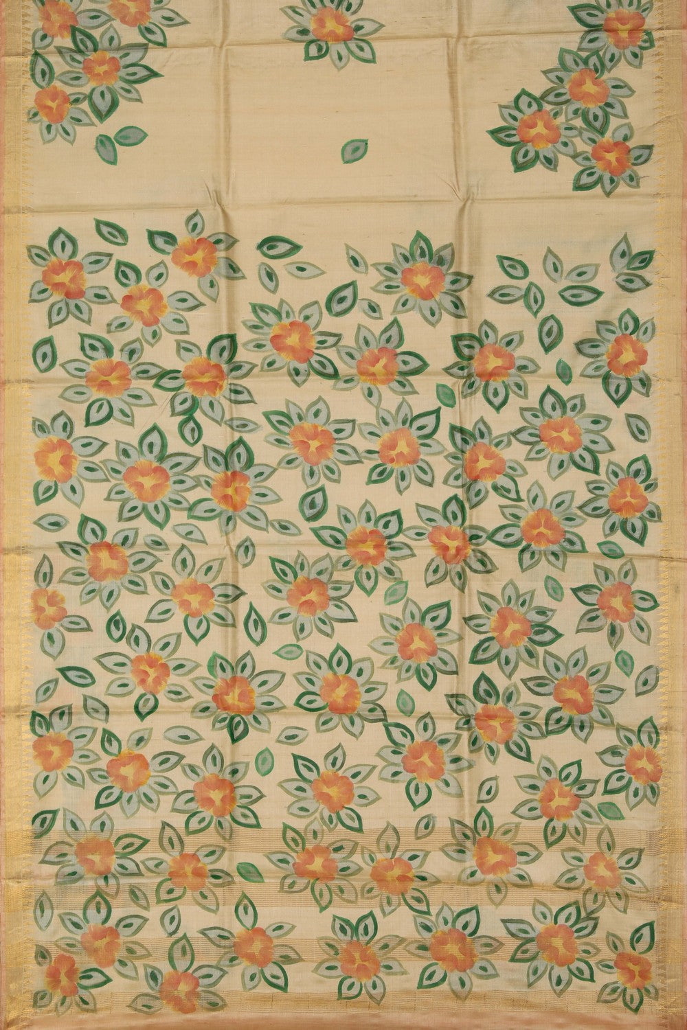 Image of Floral Printed Tussar Saree