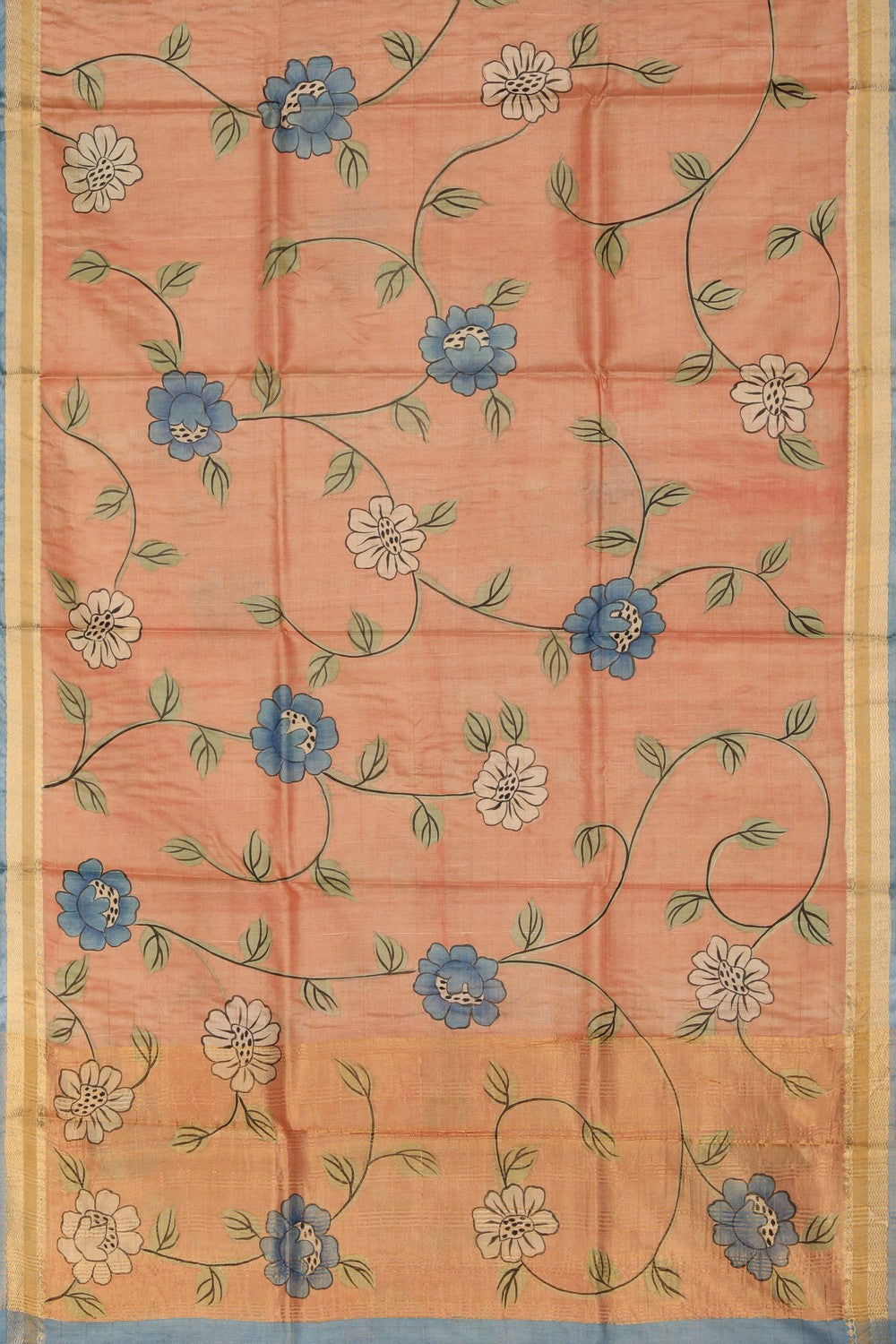 Image of Floral Printed Tussar Saree