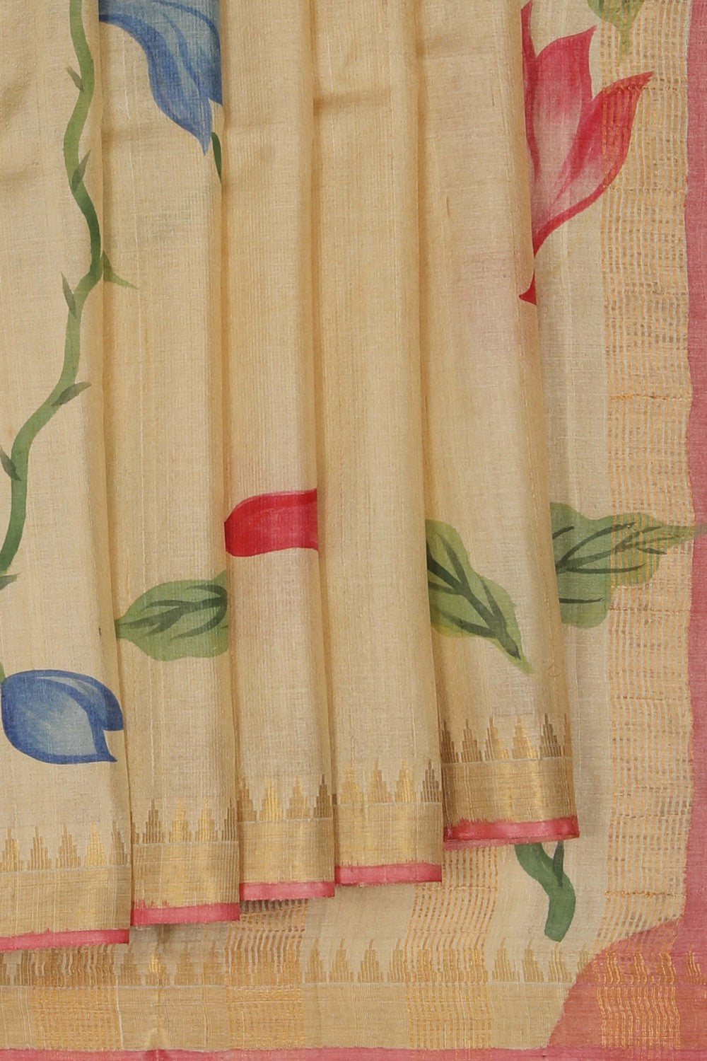 Image of Floral Printed Tussar Saree
