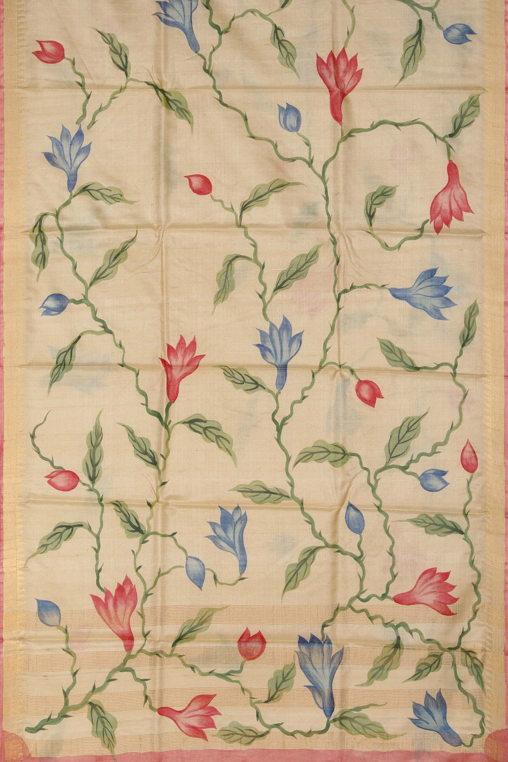 Image of Floral Printed Tussar Saree