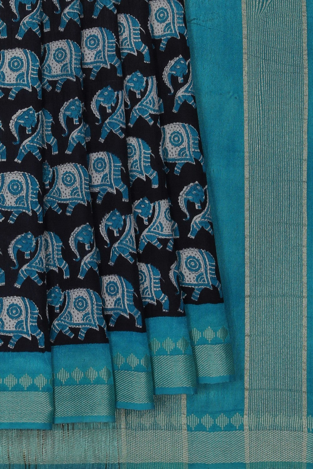 Elephant Printed Tussar Saree
