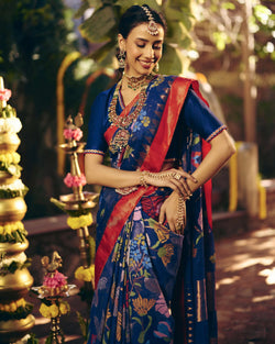 Image of Uppada Cotton Purple Saree