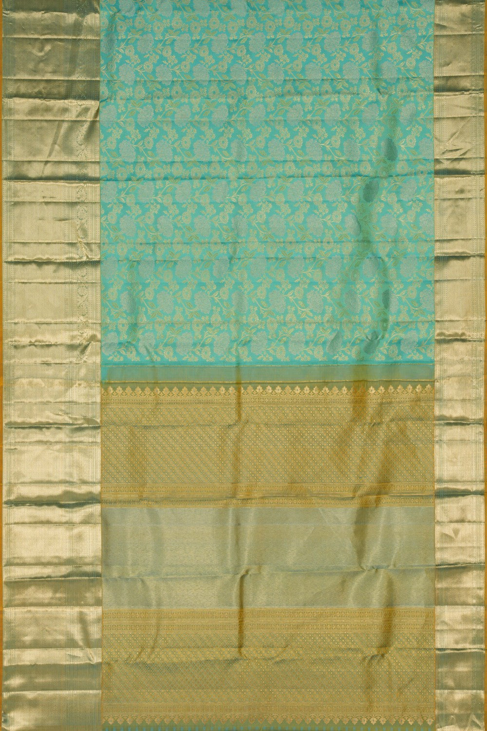 Kanchipattu Brocade Turquoise Green Saree