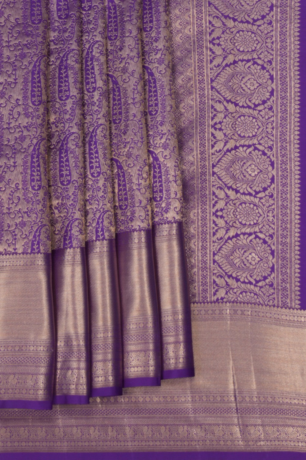 Image of Kanchipuram Purple Brocade Saree
