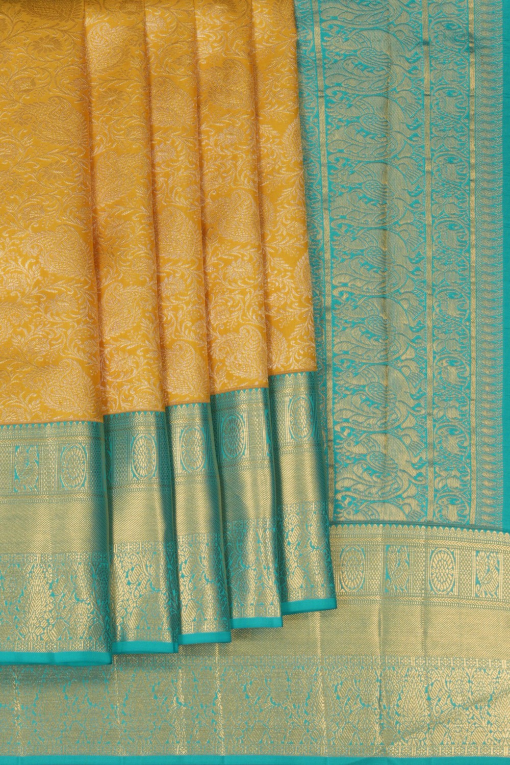 Image of Kanchipuram Yellow Brocade Saree