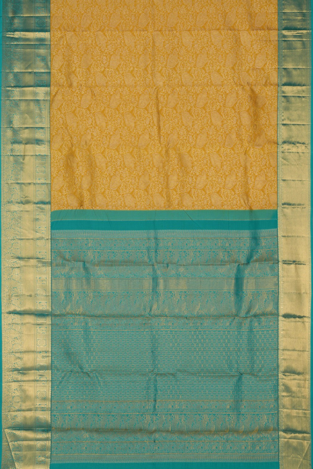 Image of Kanchipuram Yellow Brocade Saree