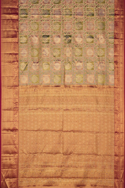 Image of Kanchipuram Tissue Brocade Gold Saree