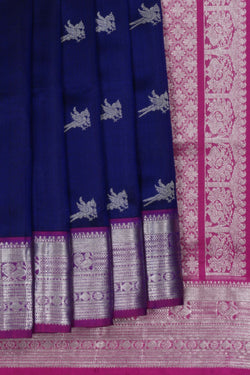 Image of Venkatagiri Silk Navy Blue Saree