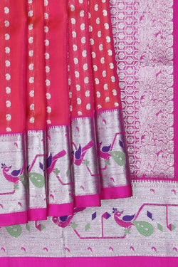 Image of Venkatagiri Silk Fuchsia-Pink Saree