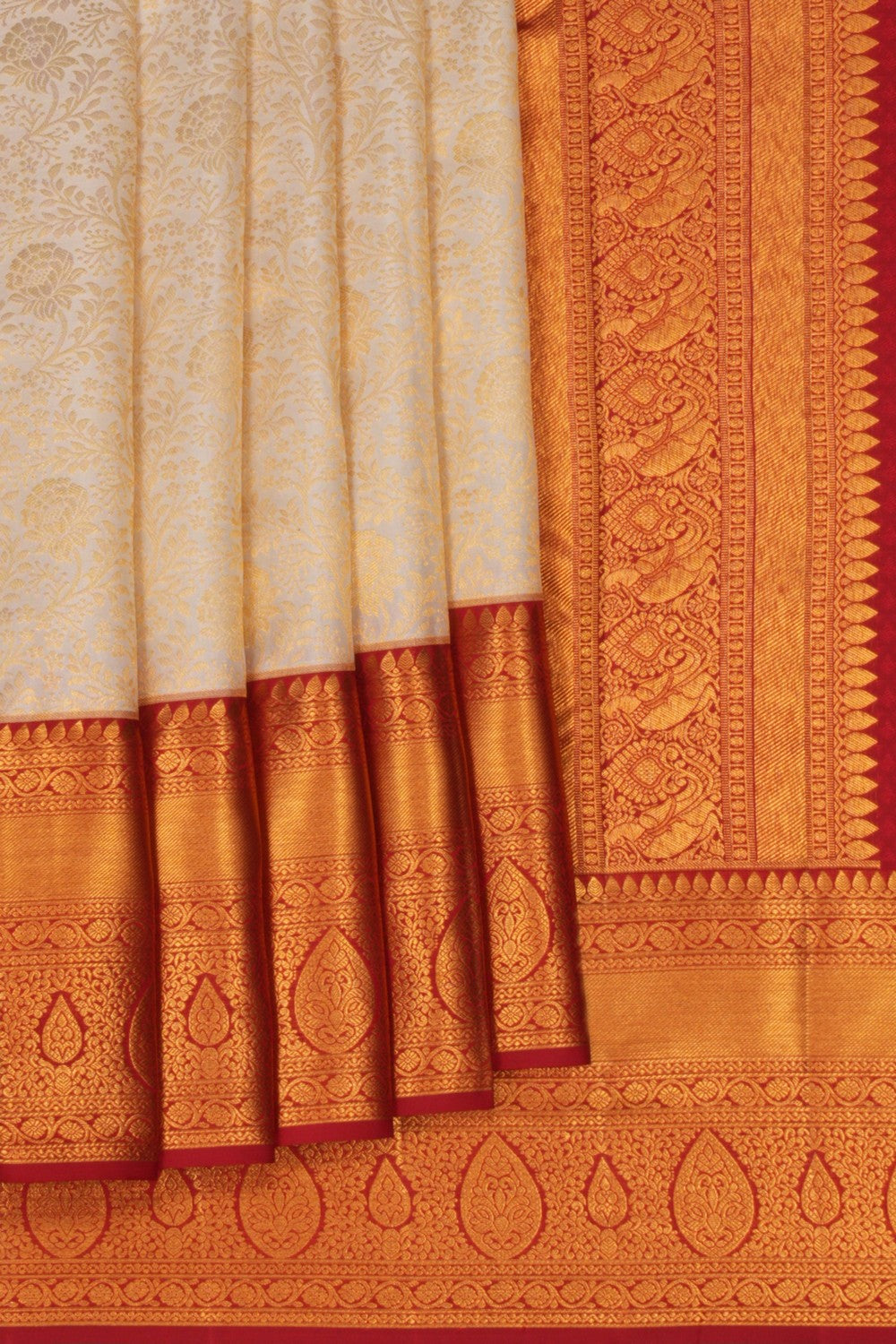 Kanchipattu Brocade Off-White Saree