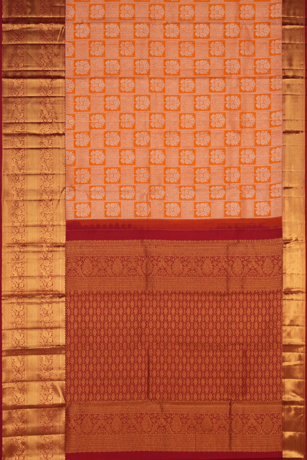 Kanchipattu Brocade Orange Saree