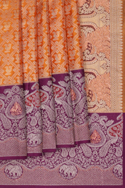 Image of Kanchipattu Brocade Orange Saree