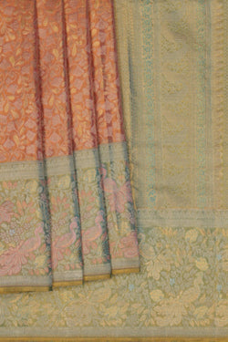 Image of Kanchipattu Brocade Coral Pink Saree