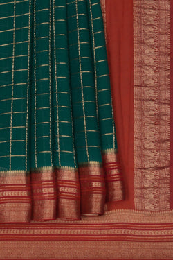Image of Georgette Kattam Green Saree