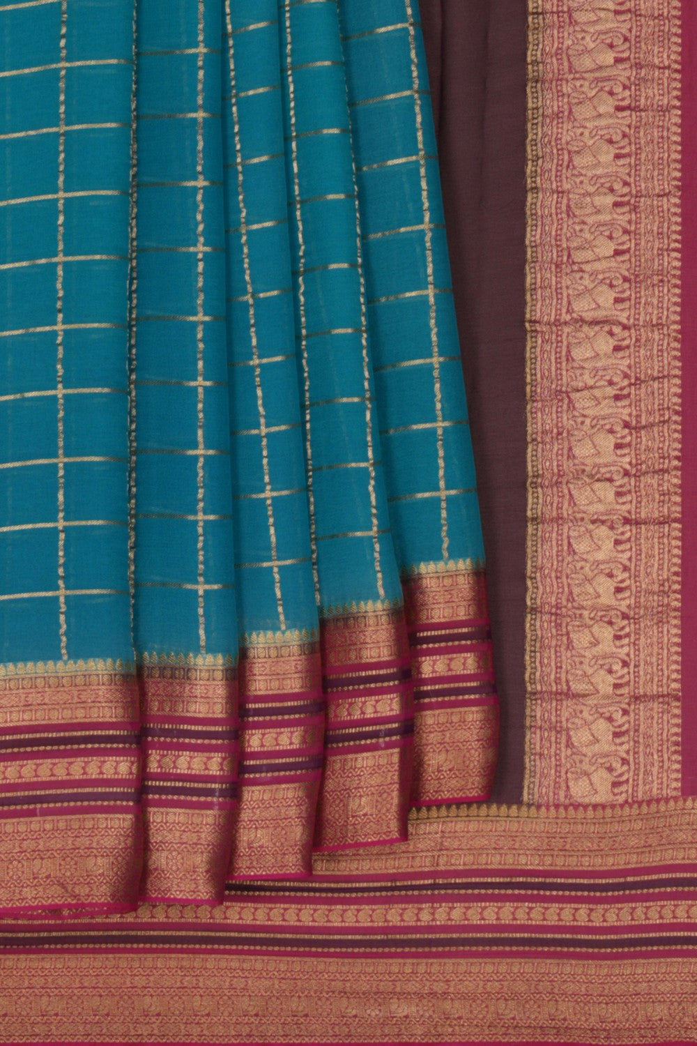 Image of Georgette Kattam Blue Saree