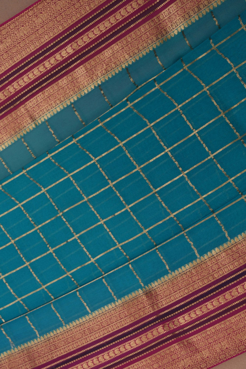 Image of Georgette Kattam Blue Saree