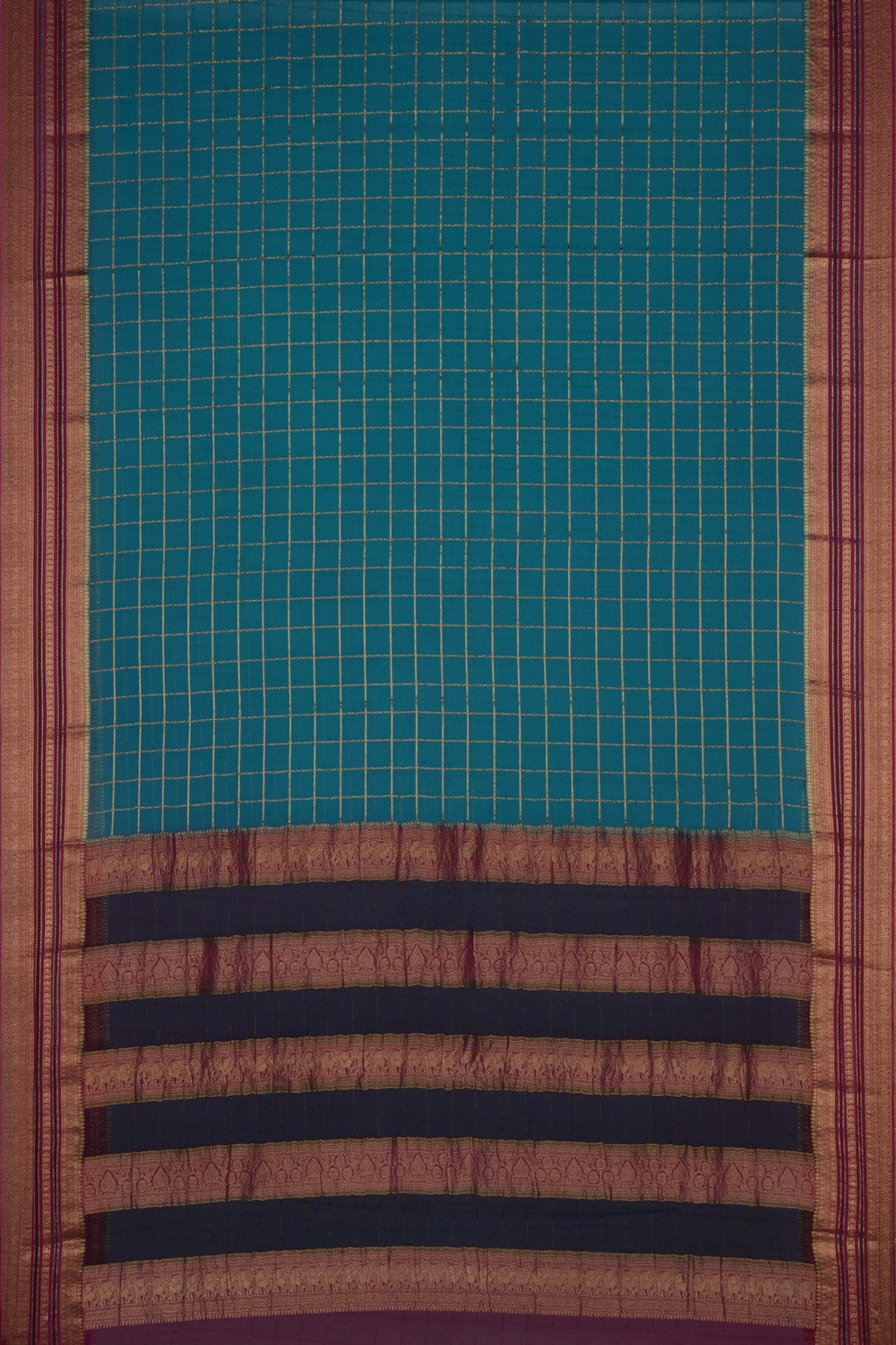 Image of Georgette Kattam Blue Saree