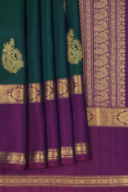Image of Kanchi Pattu Peacock Green Saree