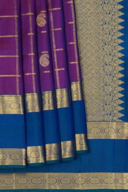 Image of Kanchi Pattu Kattam Purple Saree