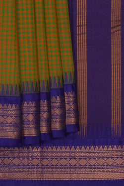 Image of Gadwal Cotton Spring Green Saree