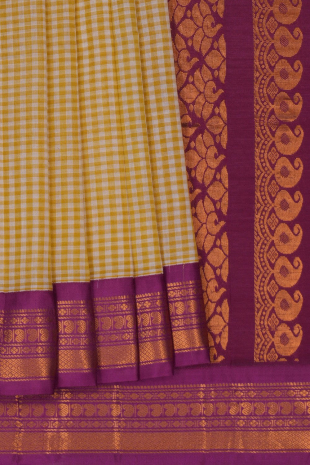Gadwal Cotton Pale Yellow Saree