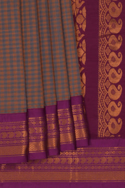 Image of Gadwal Cotton Grey Saree