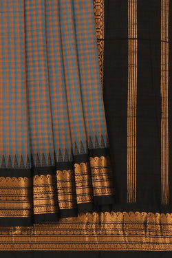Image of Gadwal Cotton Blue Saree