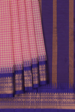 Image of Gadwal Cotton Pink Saree