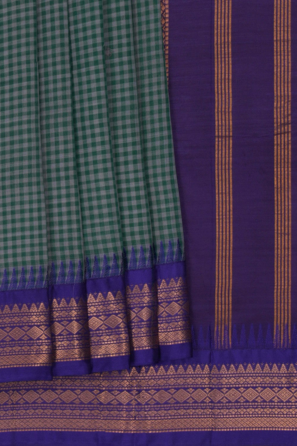 Gadwal Cotton Teal Green Saree
