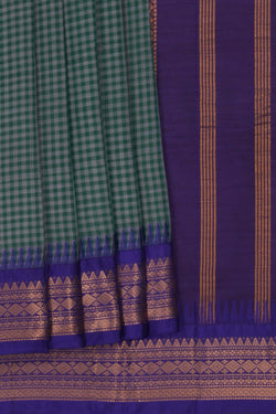 Image of Gadwal Cotton Teal Green Saree