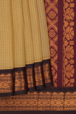 Image of Gadwal Cotton Beige Saree