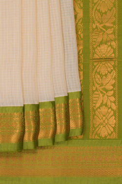 Image of Gadwal Cotton Off-White Saree