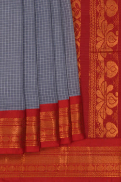 Image of Gadwal Cotton Grey Saree