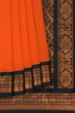 Image of Gadwal Cotton Orange Saree