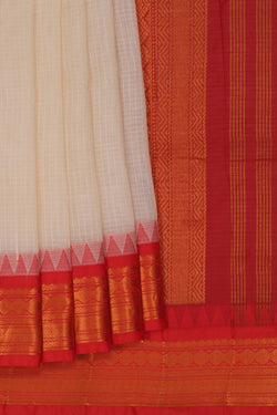 Image of Gadwal Cotton Off White Saree