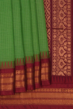 Image of Gadwal Cotton Green Saree