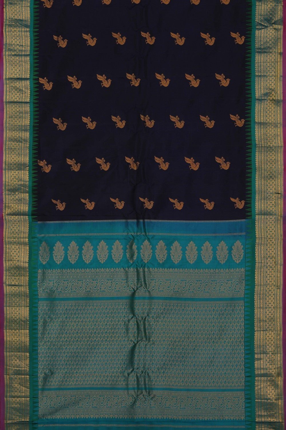 Gadwal Silk Navy Blue Saree