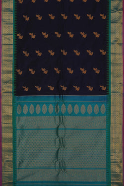 Image of Gadwal Silk Navy Blue Saree