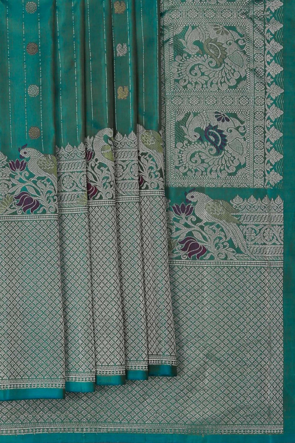 Gadwal Silk Teal Blue Saree