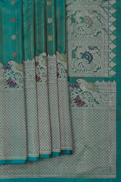 Image of Gadwal Silk Teal Blue Saree