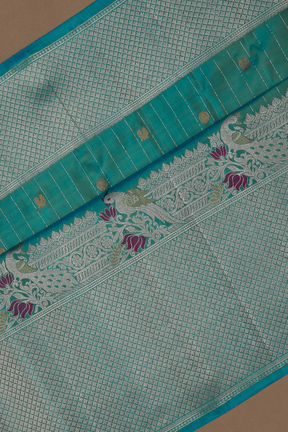 Gadwal Silk Teal Blue Saree